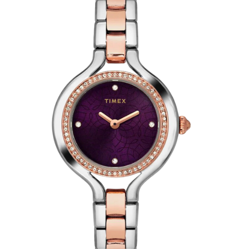 Timex Fria Women's Purple Dial Round Case 2 Hands Function Watch