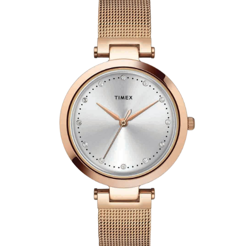 Timex Fashion Women's Silver Dial Round Case 3 Hands Function Watch