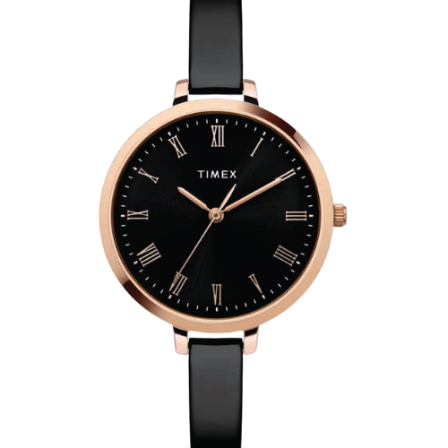 Timex Fashion Women's Black Dial Round Case 3 Hands Function Watch