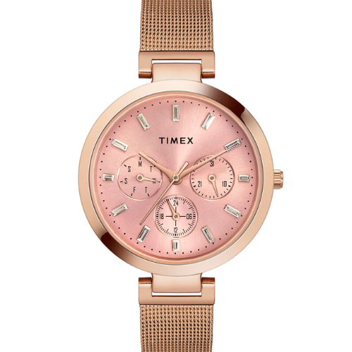 Timex Fashion Women's Pink Dial Round Case Multifunction Function Watch