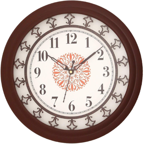 eCraftIndia Brown Wooden Designer Round Dial Analog Wall Clock