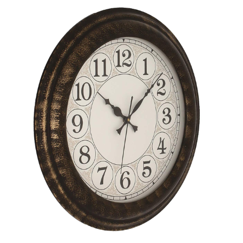 CHRONIKLE Classic Round Analog Wooden Case English Numbers Wall Clock