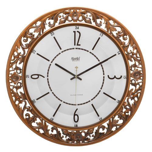 Ajanta Real Silent Sweep Movement 16 Inches Designer Wood Finish Large Wall Clock