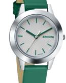 Sonata Splash White Dial Women Watch With Leather Strap
