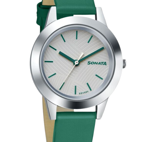 Sonata Splash White Dial Women Watch With Leather Strap