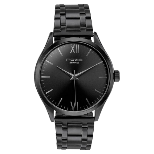 Sonata Poze Quartz Analog Black Dial