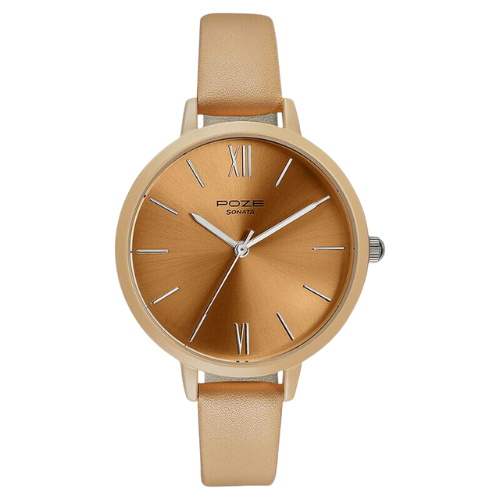 Sonata Poze Quartz Analog Brown Dial