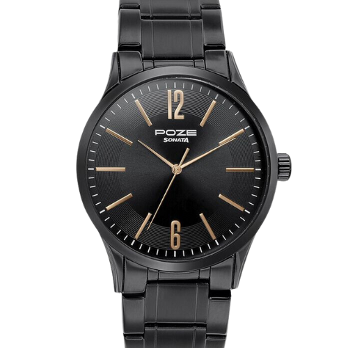 Sonata Poze Quartz Analog Black Dial