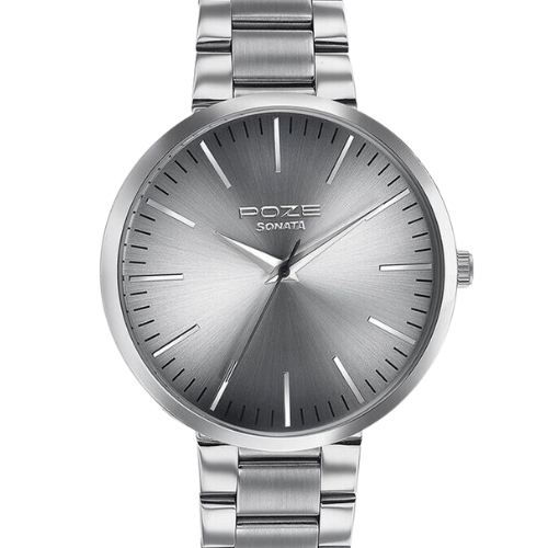 Sonata Poze Quartz Analog Grey Dial