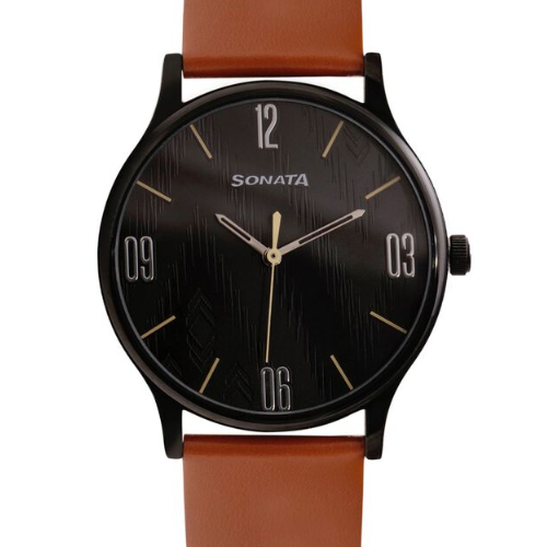 Sonata Quartz Analog Black Dial