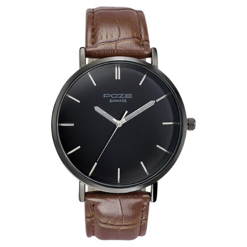 Sonata Poze Quartz Analog Black Dial