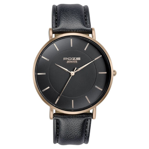 Sonata Poze Quartz Analog Black Dial