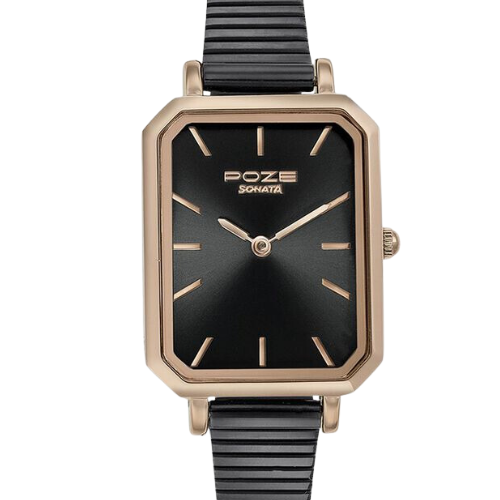 Sonata Poze Quartz Analog Black Dial