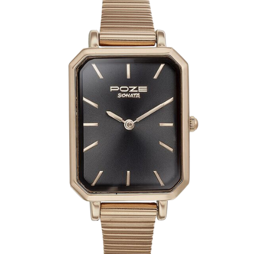 Sonata Poze Quartz Analog Black Dial