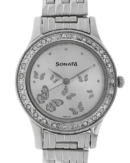 Sonata Quartz Analog Silver Dial Stainless Steel Strap Watch for Women