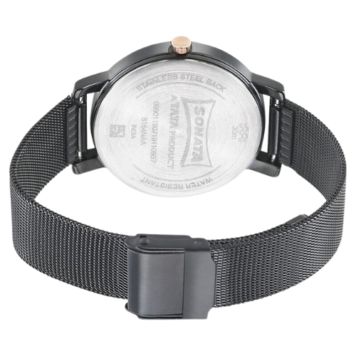 NS8164KM01 Sonata Onyx Black Dial Women Watch With Stainless Steel Strap 5 Sonata Onyx Black Dial Women Watch