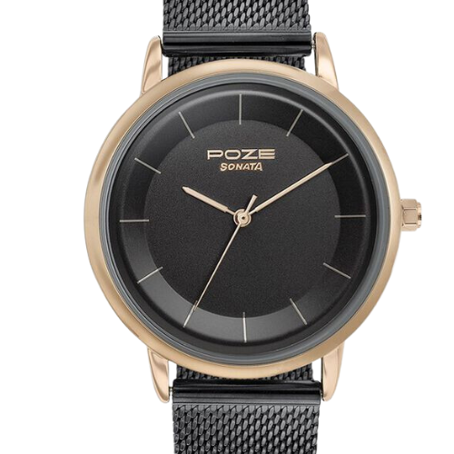 Sonata Poze Quartz Analog Black Dial