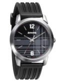 Sonata Smart Plaid Quartz Analog Black Dial TPU Strap Watch for Men