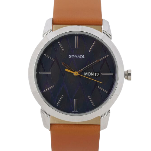 Knot Blue Dial Leather Strap Watch for Men