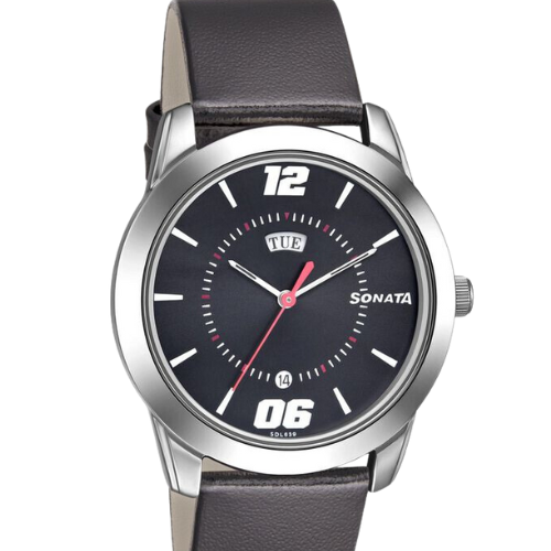 Sonata RPM Quartz Analog with Day and Date Black Dial