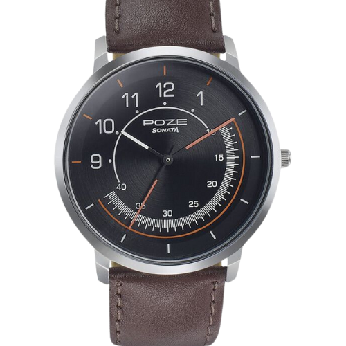 Sonata Poze Quartz Analog Black Dial