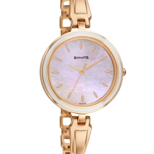Sonata Wedding Mother of Pearl Dial Women Watch With Metal Strap