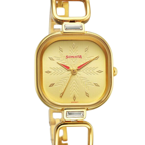 Sonata Wedding Quartz Analog Champagne Dial Metal Strap Watch for Women