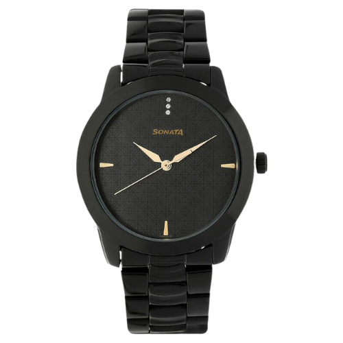 Sonata Quartz Analog Black Dial