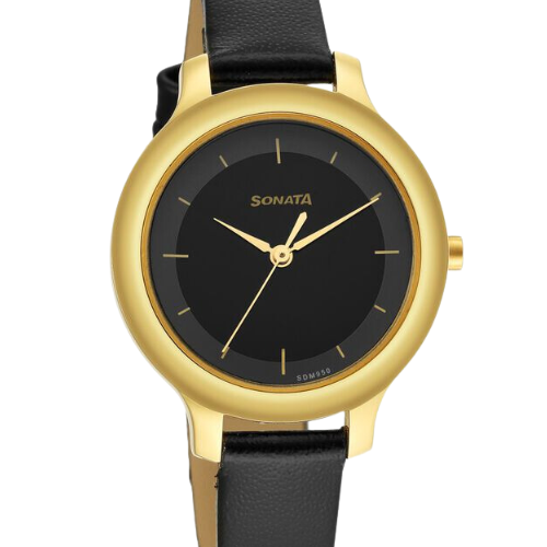 Sonata Gold Edit Black Dial