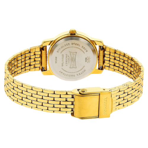 NS87018YM01 Sonata Quartz Analog Champagne Dial Stainless Steel Strap Watch for Women 4 Sonata Quartz Analog Champagne Dial