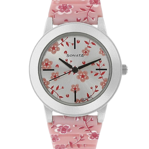 Sonata Sf By Sonata Silver Dial Women Watch With Plastic Strap
