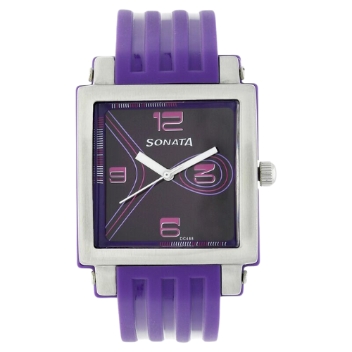 SF Quartz Analog Purple Dial Plastic Strap Watch for Women