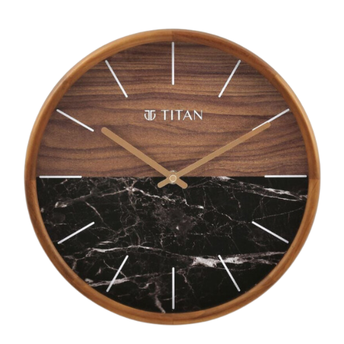 Titan Wooden Clock with Wood & Stone Textures 30 x 30 cm (Medium Size)