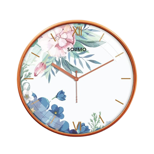 Amazon Brand - Solimo Plastic White Flower Wall Clock