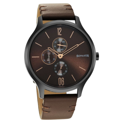Sonata Quartz Multifunction Brown Dial