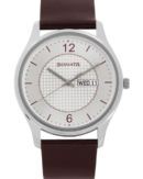 Sonata Quartz Analog with Day and Date Silver Dial