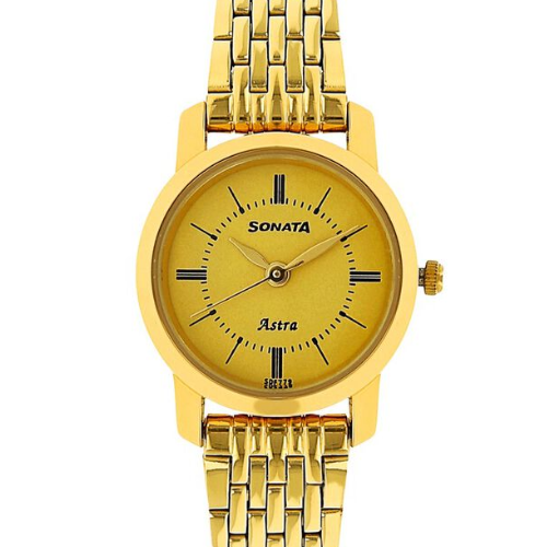 Sonata Quartz Analog Champagne Dial