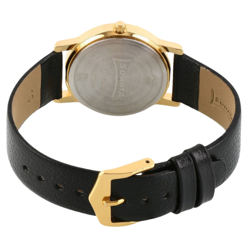 NS7987YL01W Sonata Quartz Analog Champagne Dial Leather Strap Watch for Men 5 Sonata Quartz Analog Champagne Dial