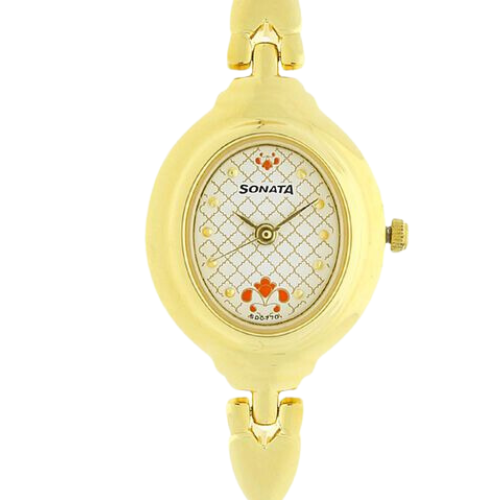 Sonata Quartz Analog White Dial Metal Strap Watch for Women