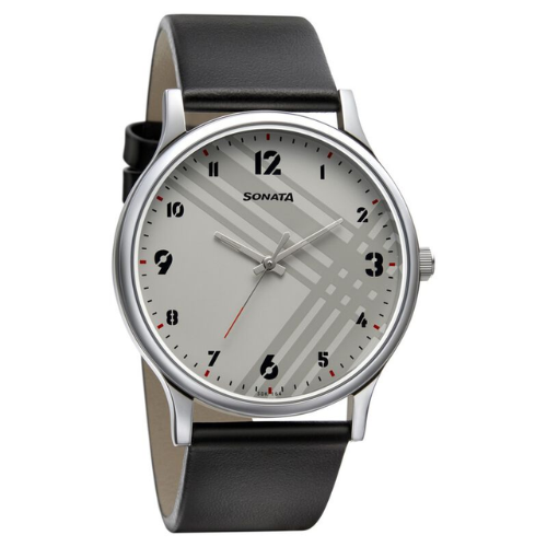 Sonata Smart Plaid Quartz Analog White Dial