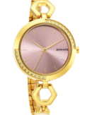 Sonata Utsav Pink Dial Yellow Bi Metal Strap Watch for Women