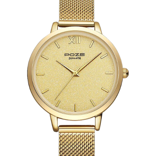 Poze by Sonata Quartz Analog Golden Dial