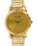 Sonata Quartz Analog with Day and Date Champagne Dial