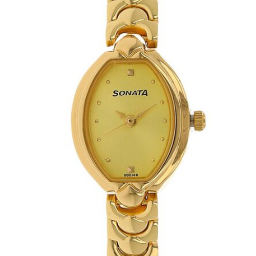 Sonata Quartz Analog Champagne Dial