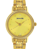 Sonata Quartz Analog Champagne Dial