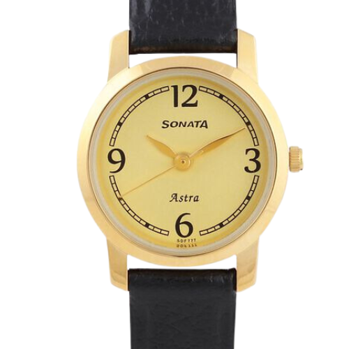 Sonata Quartz Analog Champagne Dial