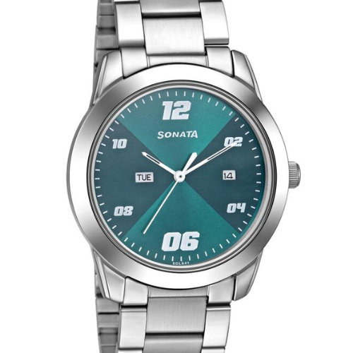 Sonata RPM Quartz Analog with Day and Date Green Dial