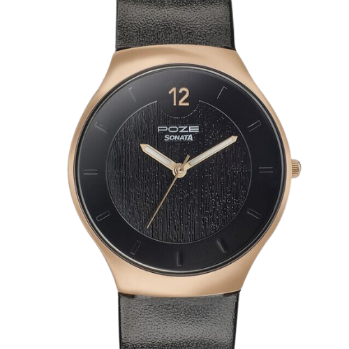 Sonata Poze Quartz Analog Black Dial