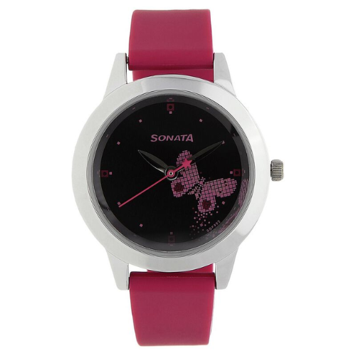 Sonata Quartz Analog Black Dial