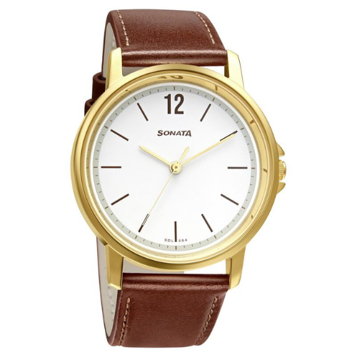 Sonata Quartz Analog White Dial